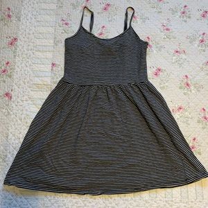 Striped black and white spaghetti strap dress.
